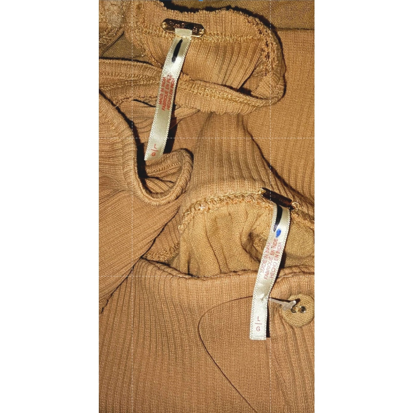 New Free People Frances Skirt Set $148 LARGE Pastry Shell Ribbed Knit Crop Top