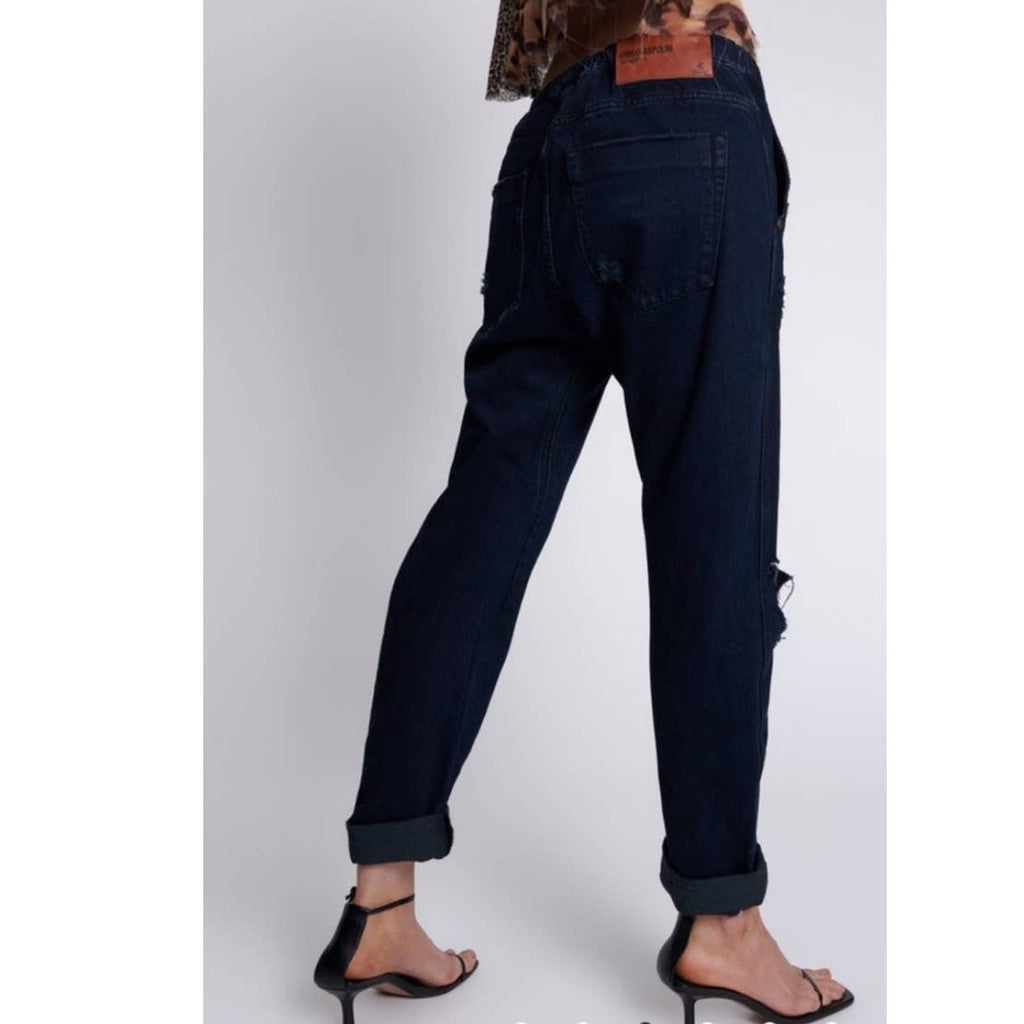 New Free People OneTeaspoon Shabbies Drawstring Boyfriend Jeans $138 SMALL Oxford