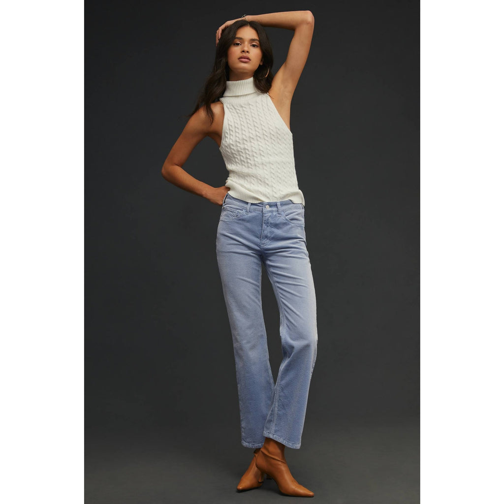 New Anthropologie The Yaya Mid-Rise Crop Flare Corduroy Jeans 23T Blue $148