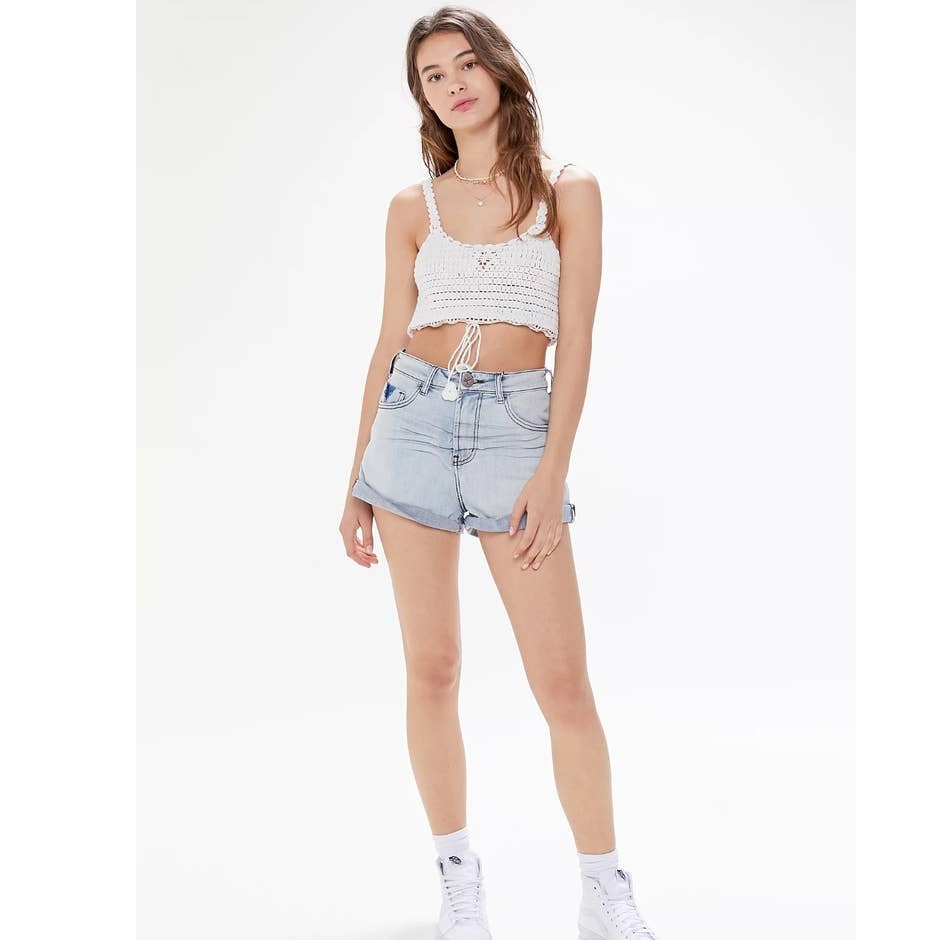 New One Teaspoon Bandits Mid-Rise Denim Shorts $149 Midwest SIZE 26 Bleach Wash