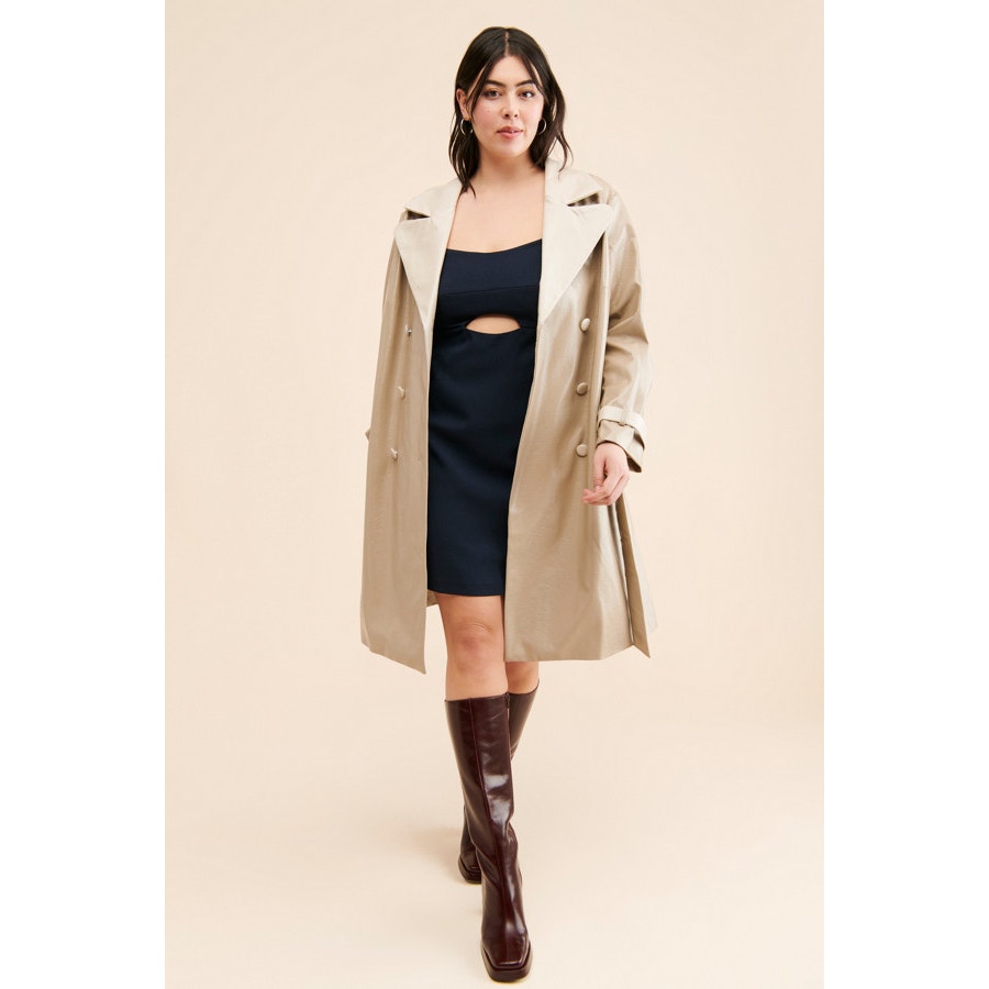 New Anthropologie Colorblock Vegan Leather Trench Coat $250 PLUS 2X
