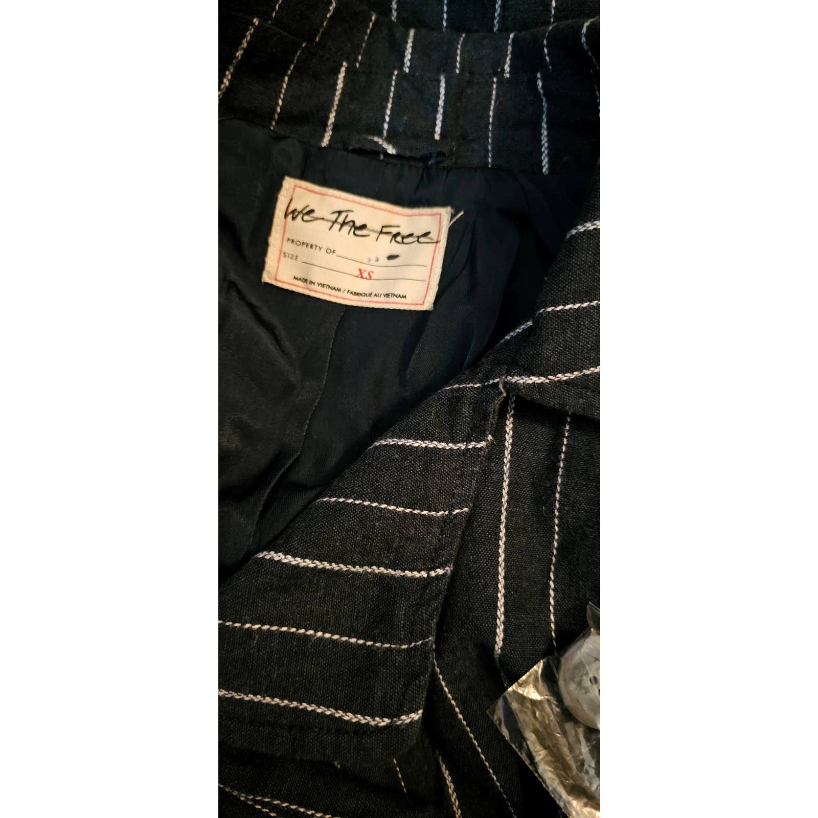 New Free People Melia Mac Collared Button Coat WTF $228 X-SMALL Blue Oversized