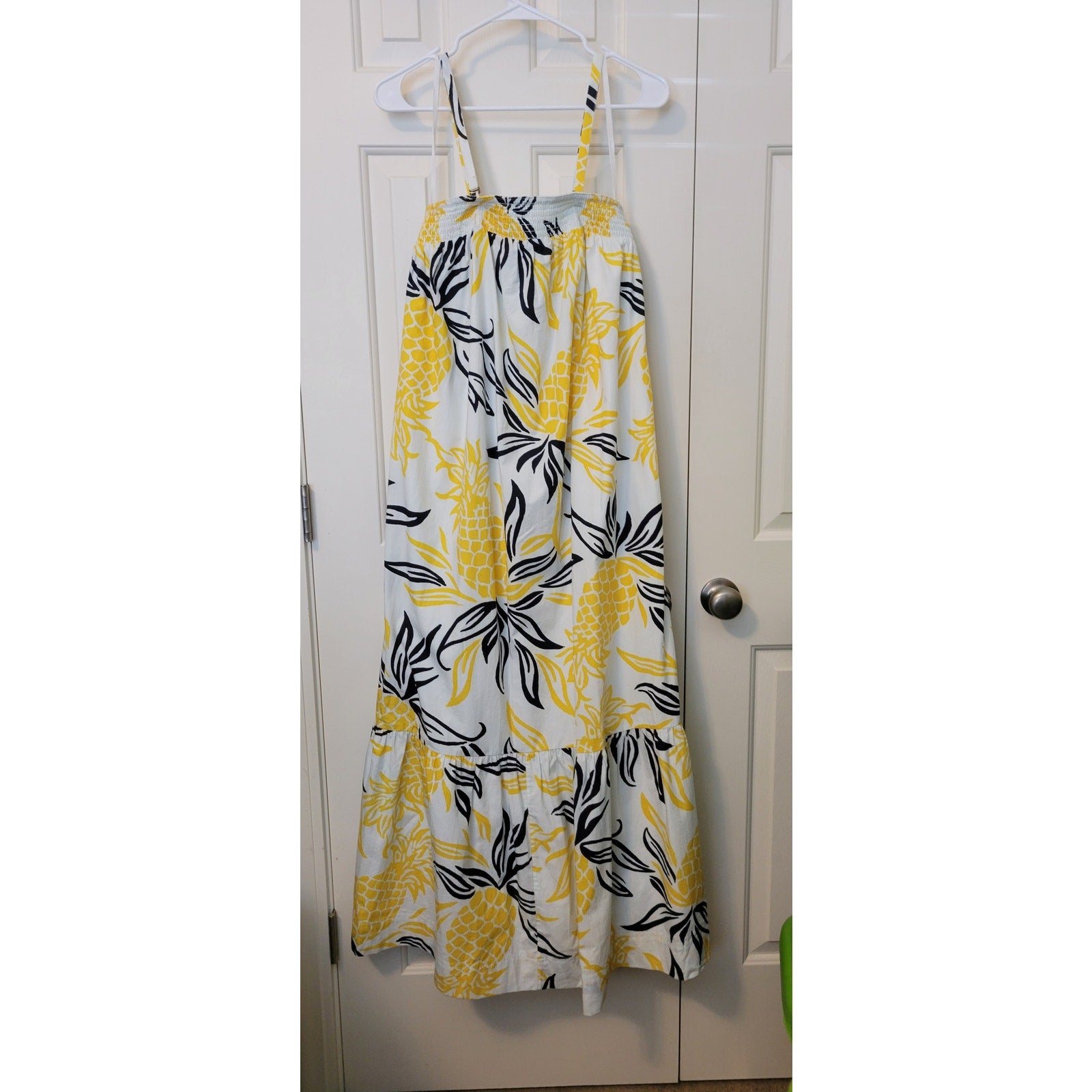 New Anthropologie Floral Flounced Maxi Dress $188 Yellow Pineapple Small