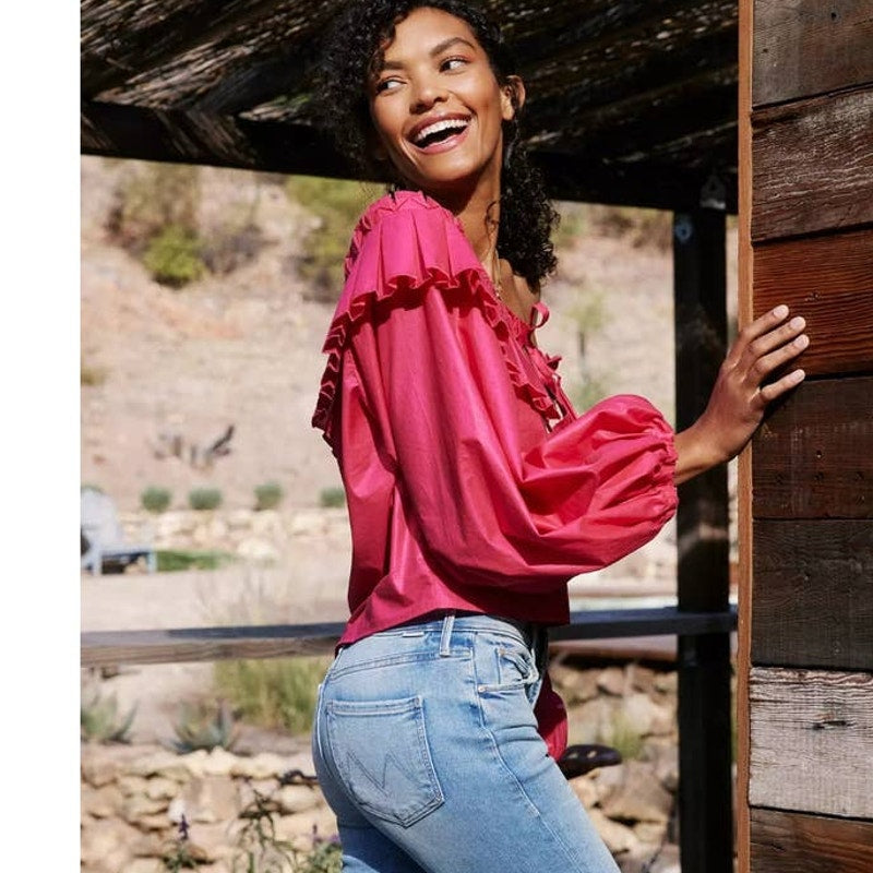 New Anthropologie MARGO BARIDON Priscilla Ruffled Blouse $168 XS Long Sleeve