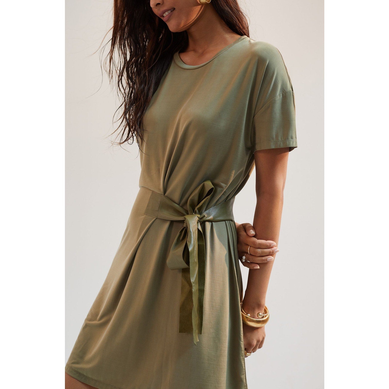 New Anthropologie DOLAN Collection Belted Mini Dress $160 Small / Medium Green