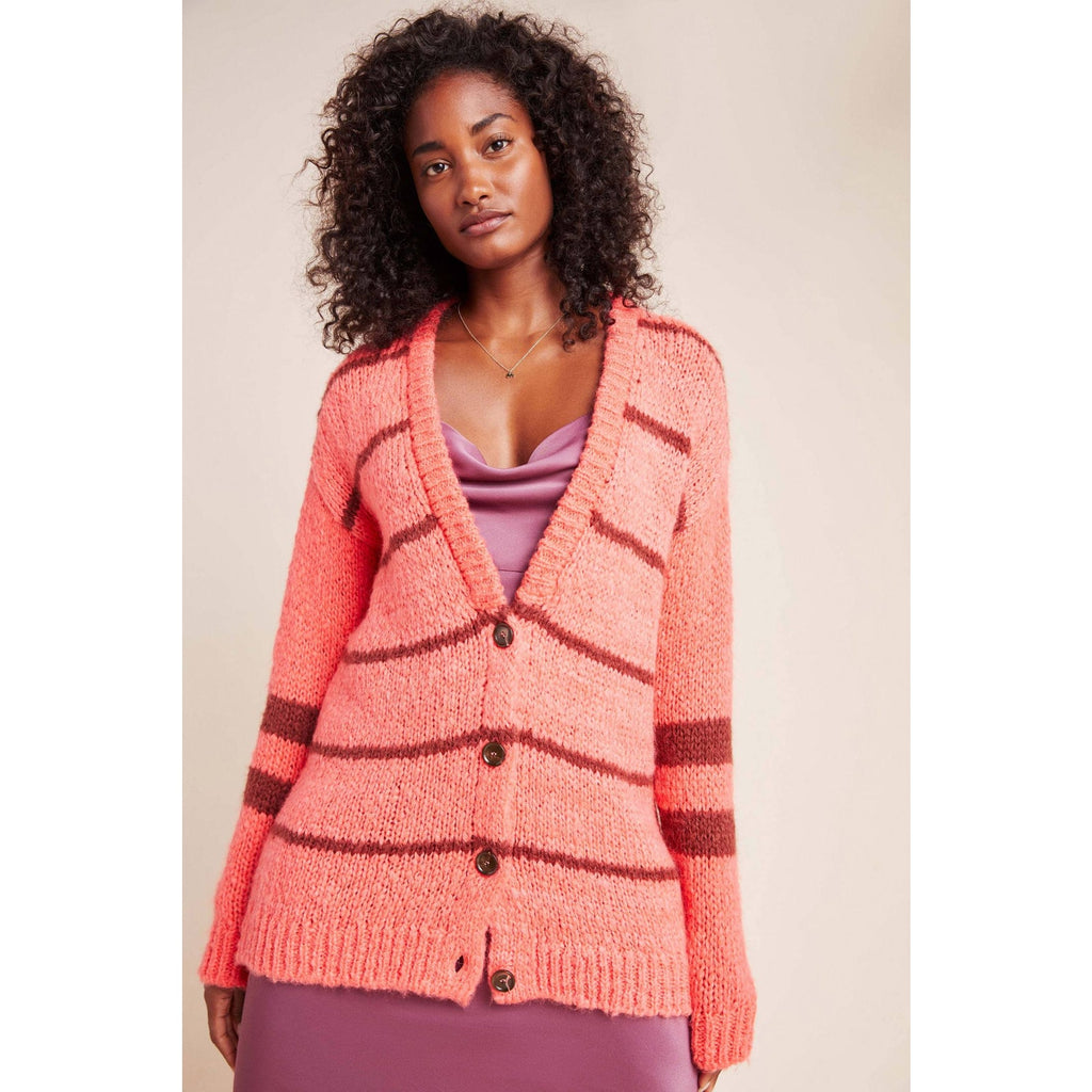 Anthropologie Ella Wool Blend Striped Cardigan