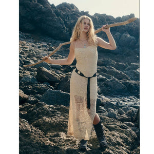 New Free People Dahlia Chrochet Bodycon Style Maxi Dress $168 MEDIUM Natural