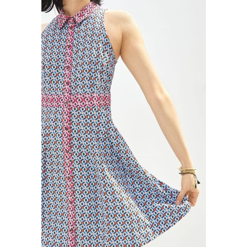 New Anthropologie Buckley Geo Mini Dress by Maeve $148 SIZE 4 Blue Motif