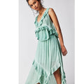 New Free People If Only Maxi Skirt Set $168 SMALL Harbor Green Boho Chic