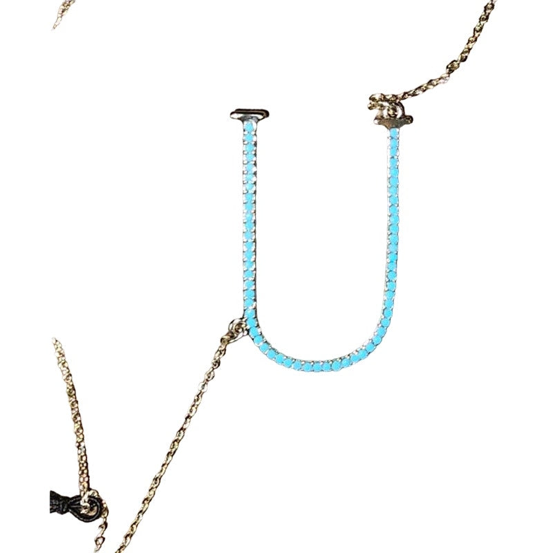 New Anthropologie BETH WARD Pave Monogram Necklace "U" $48