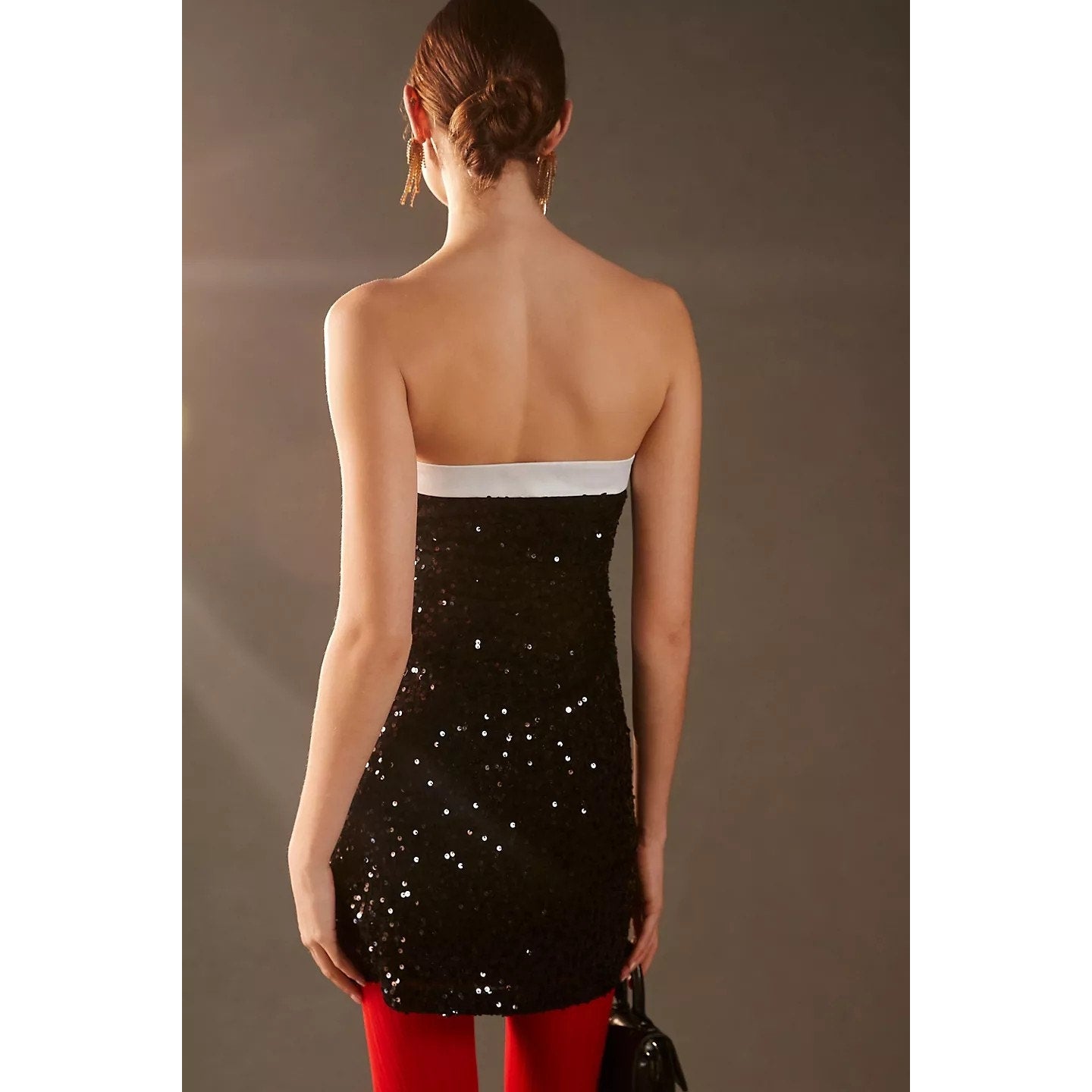 New Anthropologie Vineet Bahl Textured Sequin Mini Dress $248 X-SMALL Black