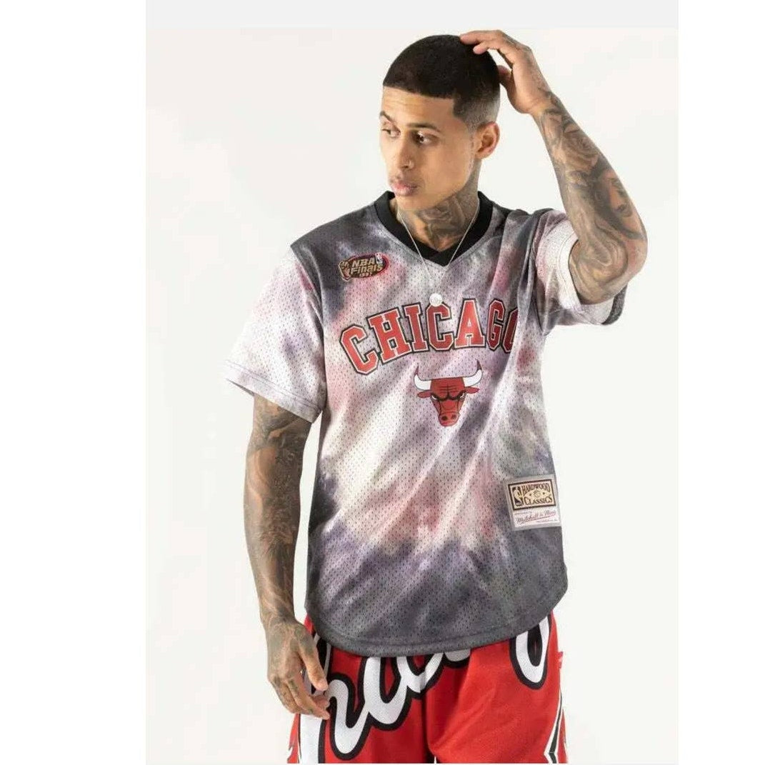 Mitchell & Ness Chicago Bulls Tie-Dye Mesh Jersey Tee Size Large Retro Mitchell & Ness
