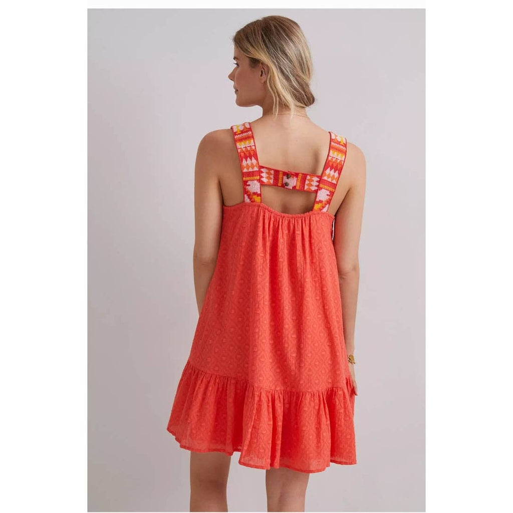 New Anthropologie Coral Embroidered Tunic Dress $148 SMALL Pink Boho