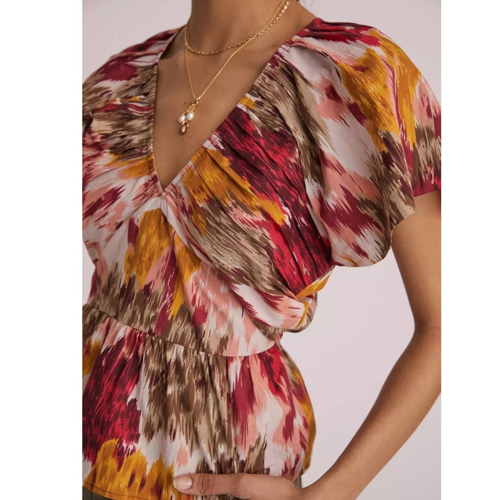 New Anthropologie Painterly Open-Back Blouse Love The Label $130 MEDIUM Abstract
