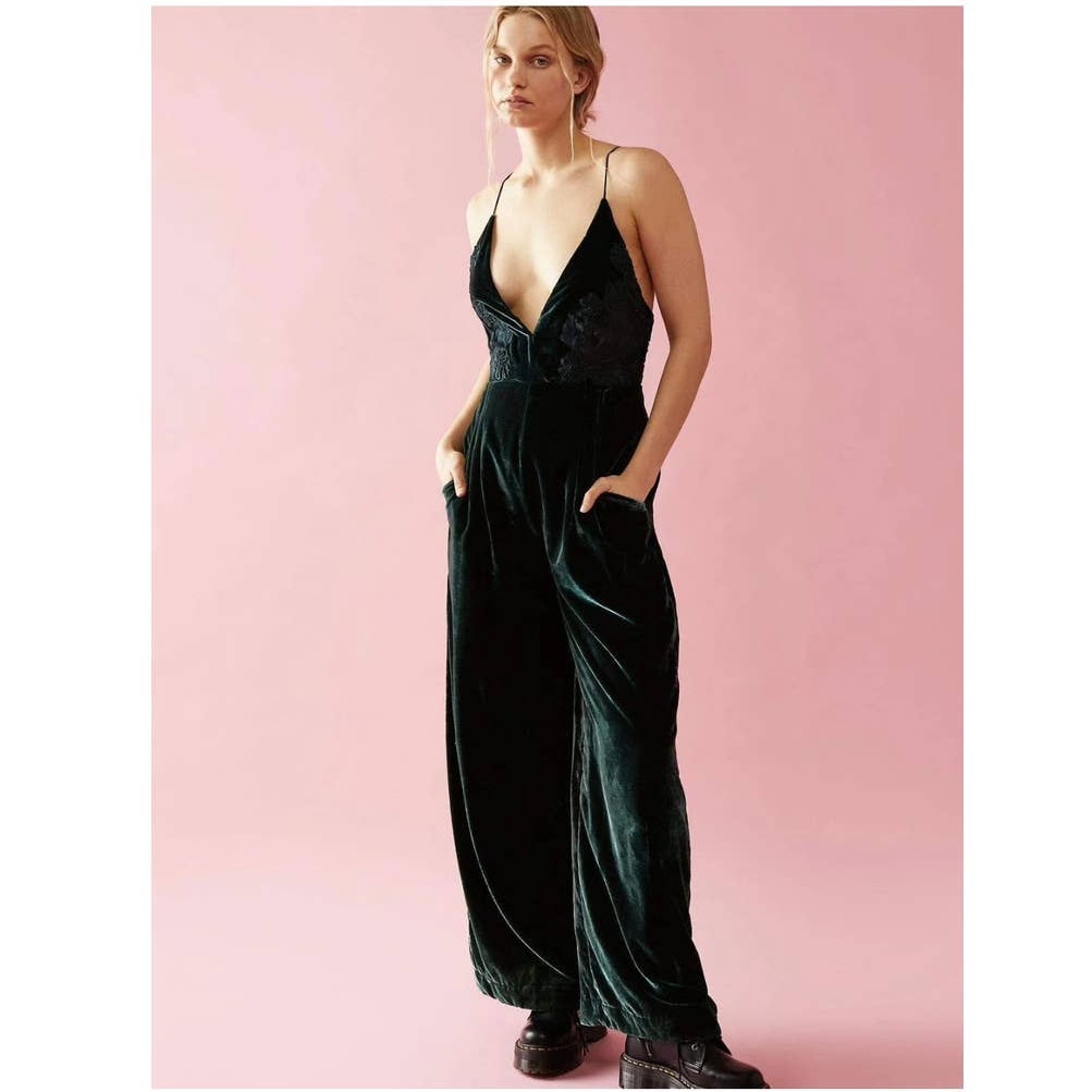 Free People Blake Velvet One Piece Holiday Party Jumpsuit
