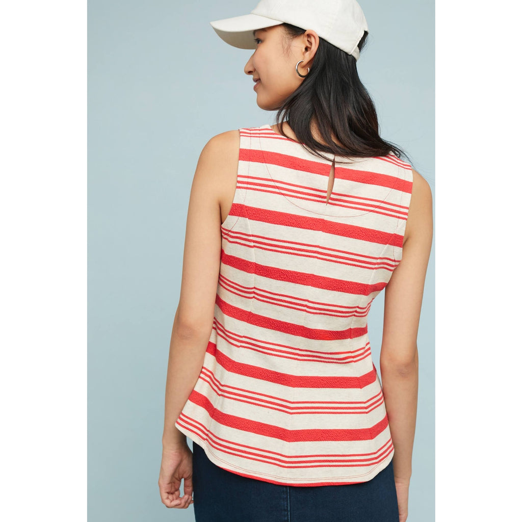 New Anthropologie Mauritius Striped Top by Vanessa Virginia SMALL Red Motif