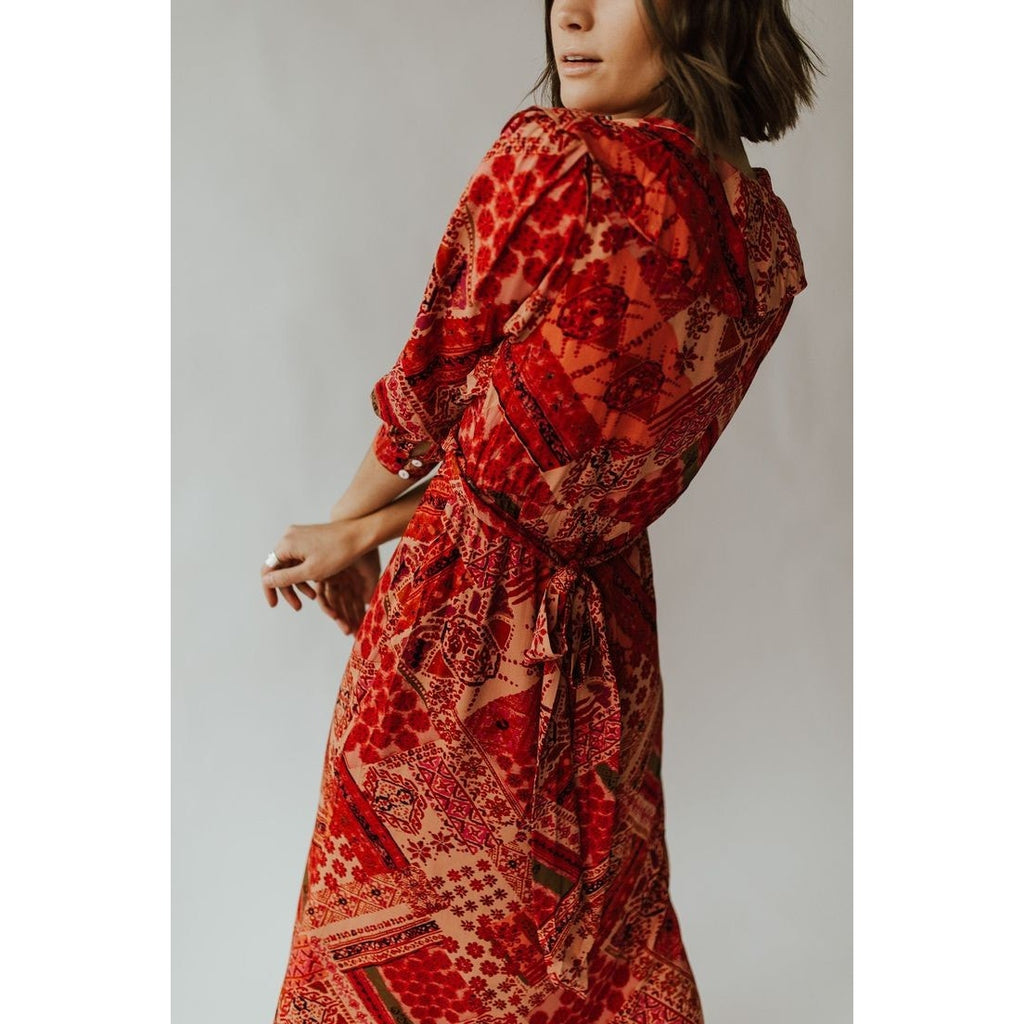 New Free People Lennon Ruffle Maxi Dress Boho $168 X-SMALL Primrose Combo