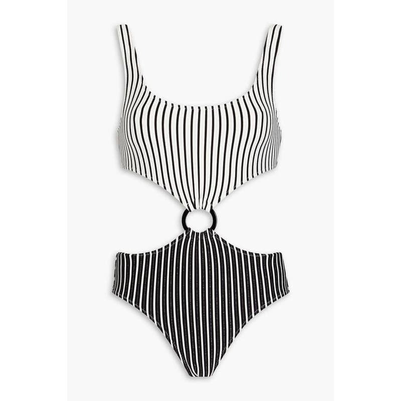 New Free People Solid & Striped The Bailey One-Piece Swimsuit $188 MEDIUM Black