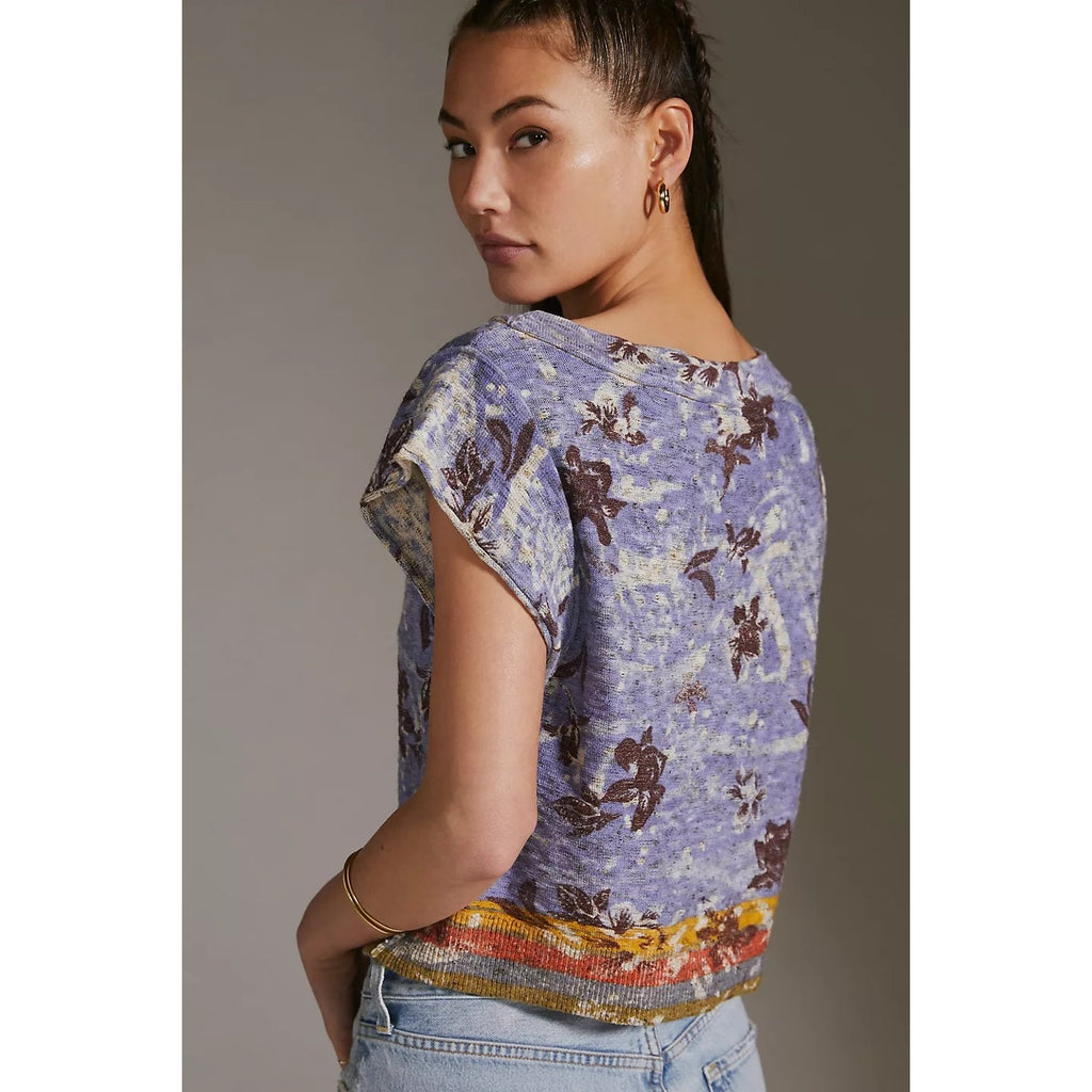 New Anthropologie Pilcro The Taman Muscle Top $130 SMALL Blue Floral