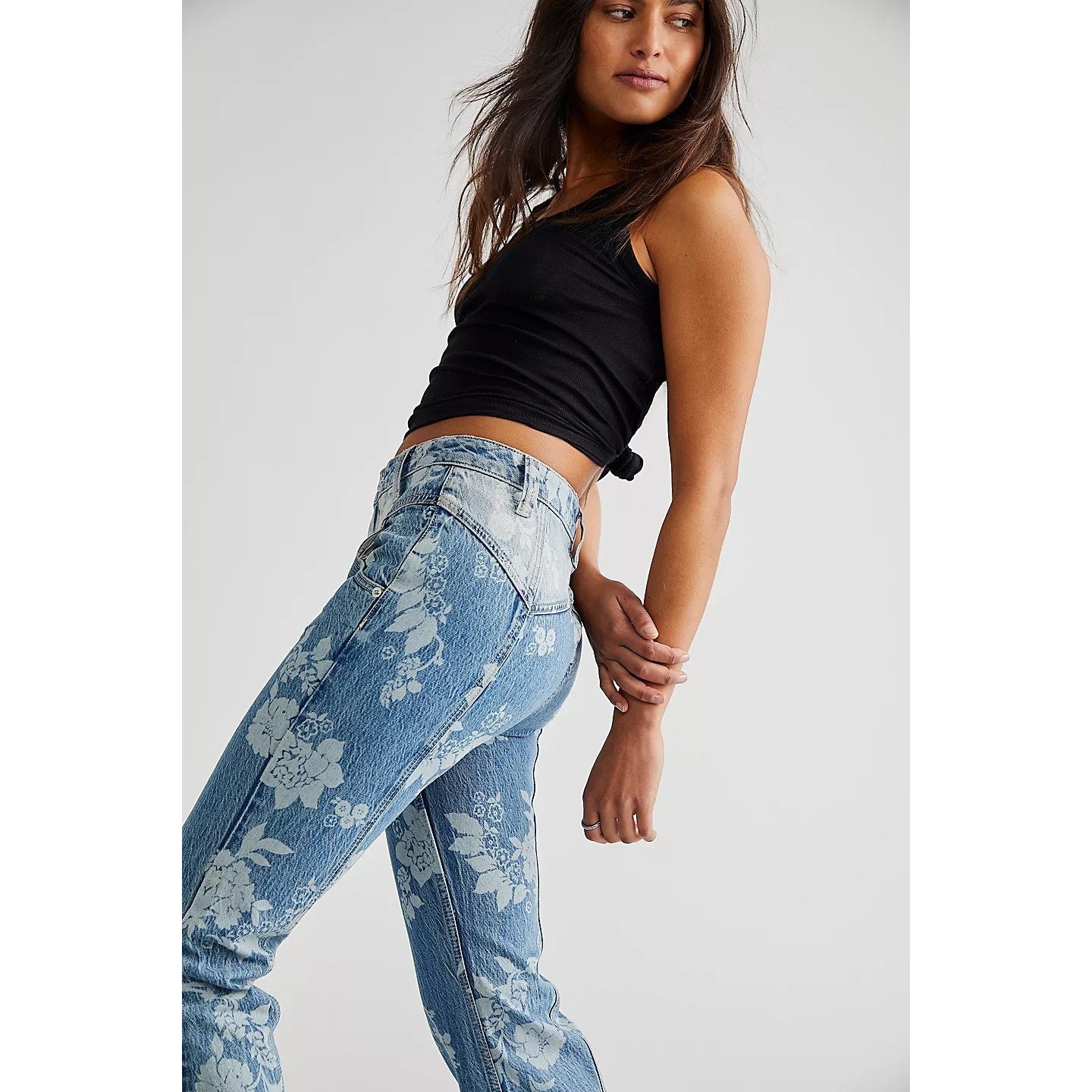 Free People WTF Naomi Floral Flare Jeans