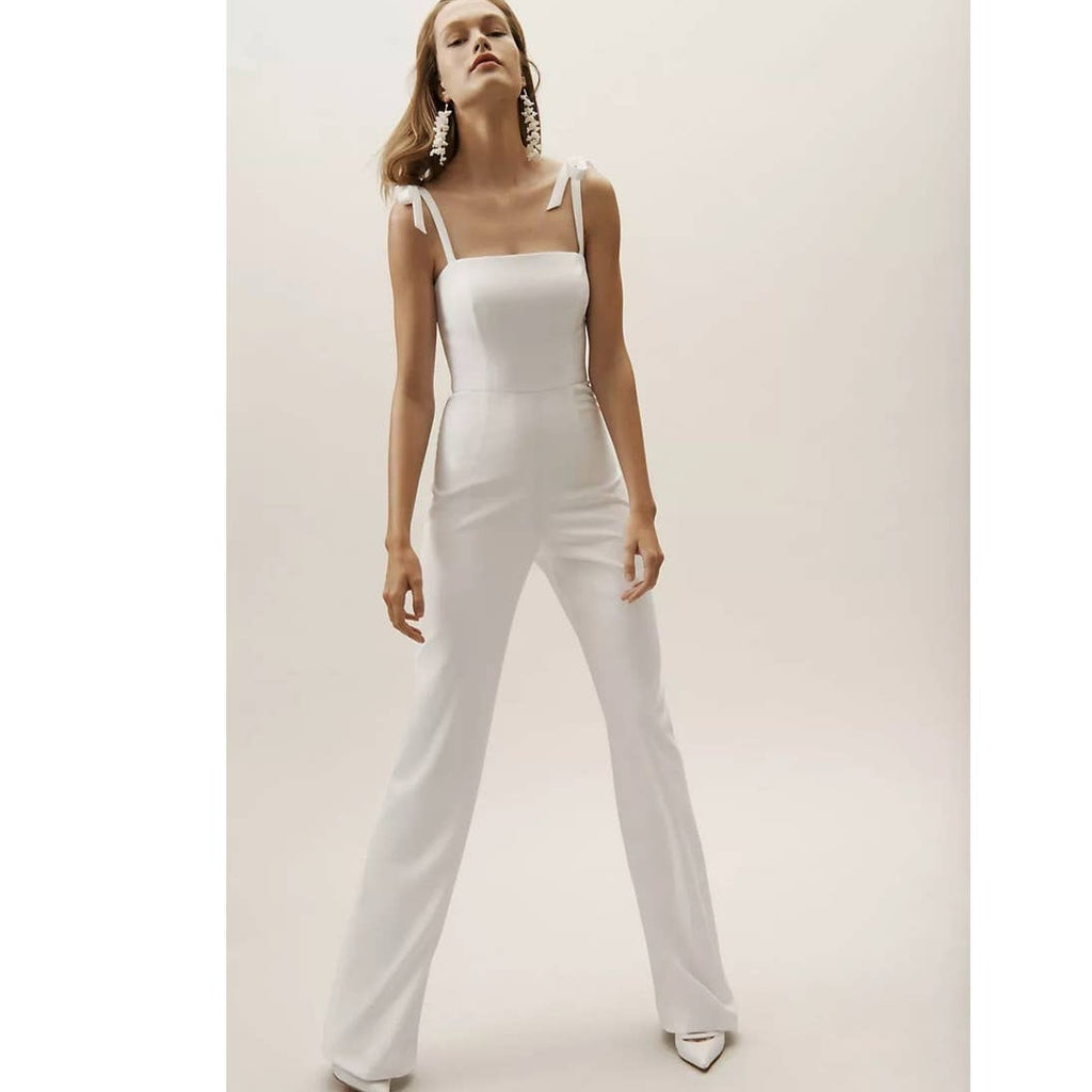 New Anthropologie BHLDN Trinity Jumpsuit by Theia $280 SIZE 0 White