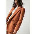 New Free People Mari Solid Peacoat Button Blazer $188 LARGE Terracotta Oversized
