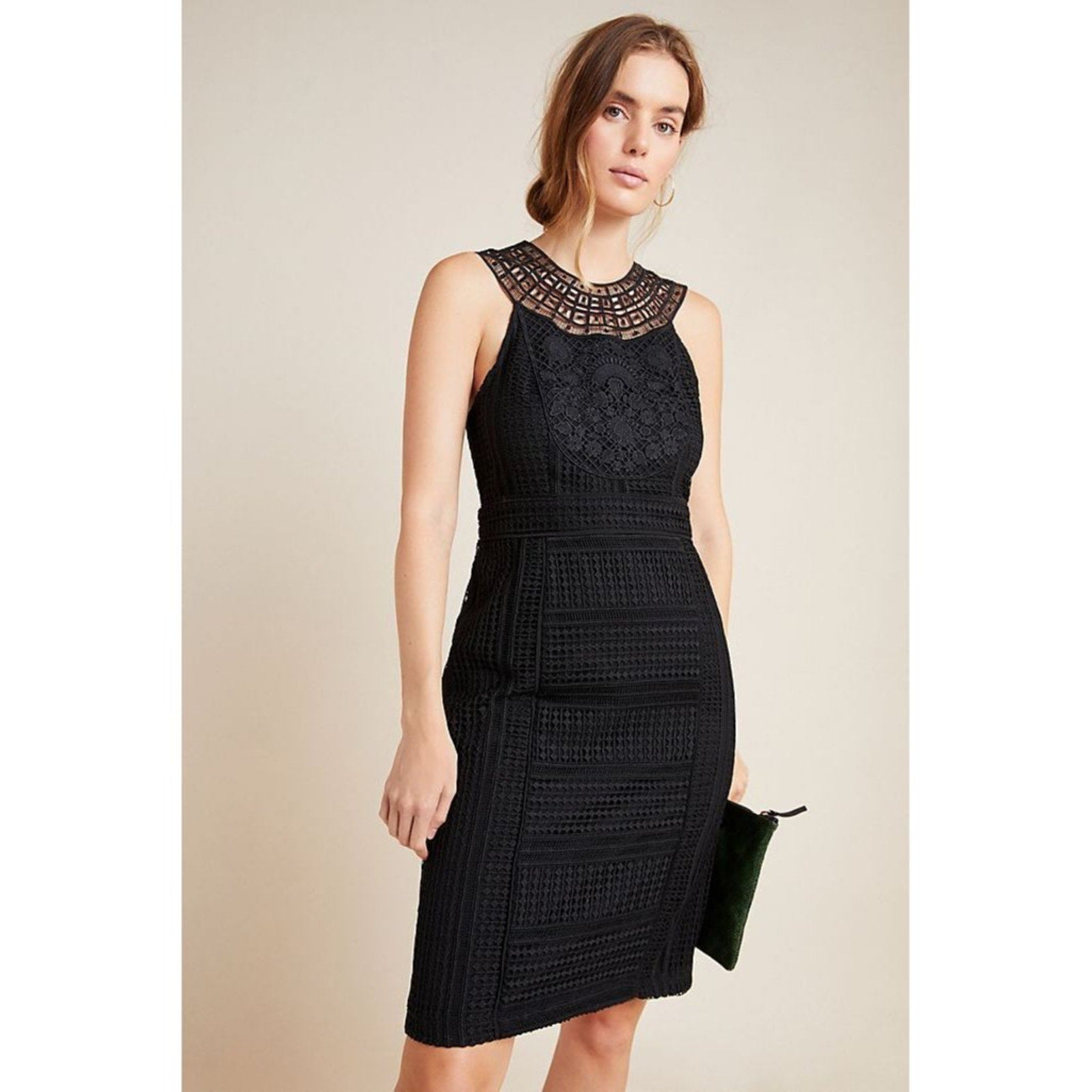 New Anthropologie Dylan Embroidered Lace Mini Dress $220 BLACK Size 2 LBD