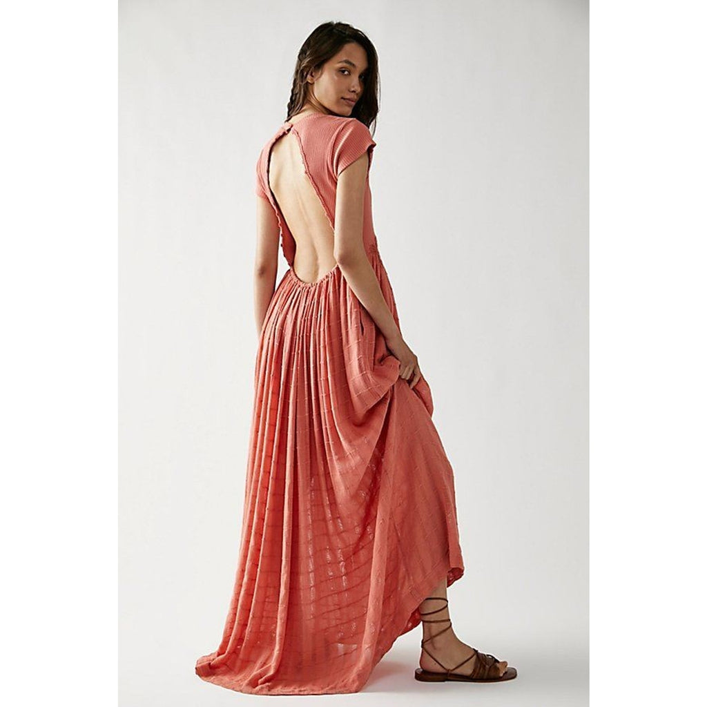New Free People Serenity Maxi Dress $168  X-SMALL Peach BOHO-CHIC