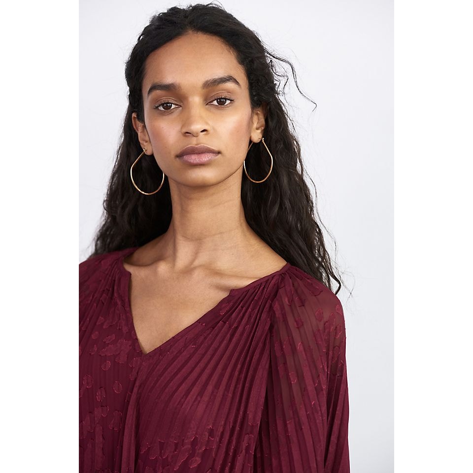 New Anthropologie Toulon Pleated Swing Mini Dress $158 SMALL Plum