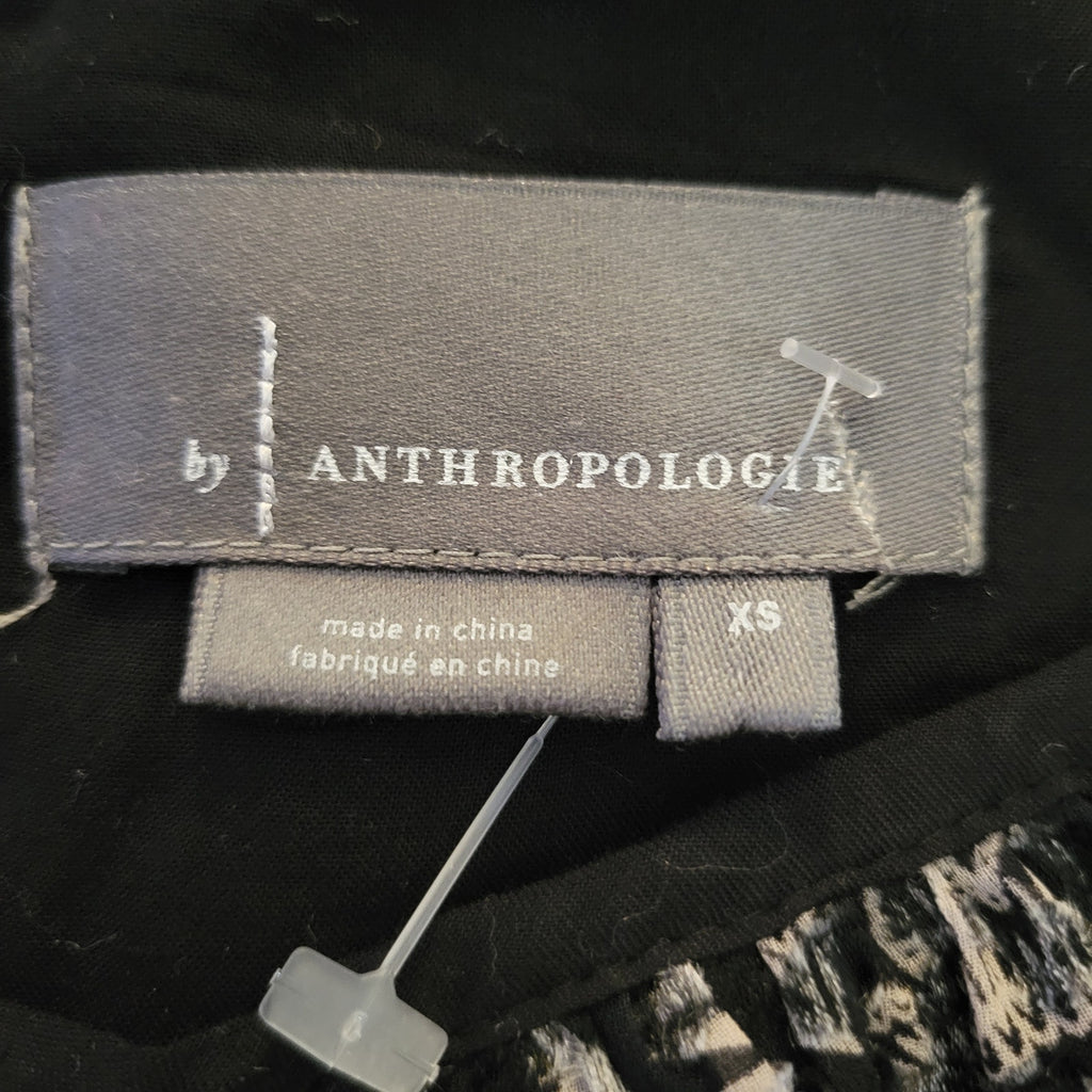 New Anthropologie Susanne Floral Tunic Mini Dress $168  X-SMALL Black and White