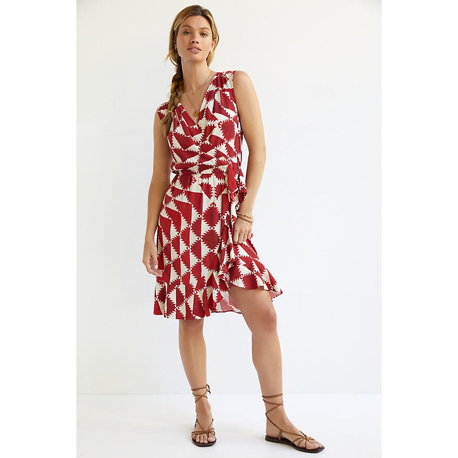 New Anthropologie Plenty by Tracy Reese Geometric Mini Dress $198 X-SMALL Red