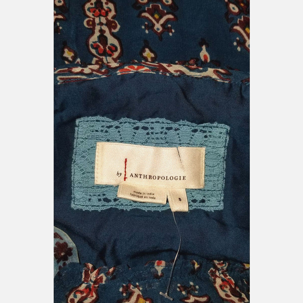 New Anthropologie Sasha Ruffled Tiered Maxi Dress $198 SMALL Blue Boho