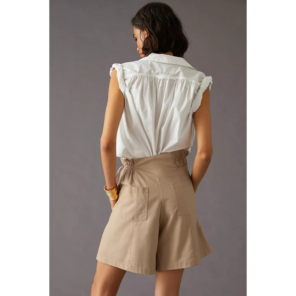 New Anthropologie Mon Renn Quinn Shorts $149 SIZE 4 Cotton Linen Drawstring