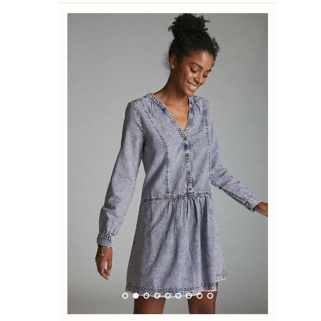 New Anthropologie x Pilcro Lorelei Tunic Dress $148 SIZE 2 Lavender Henley Style