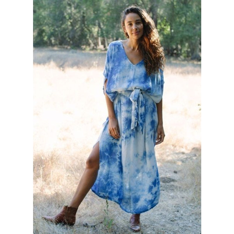 New Rachel Pally Tie Dye Rae Dress Maxi Caftan $298 SMALL Sorbet