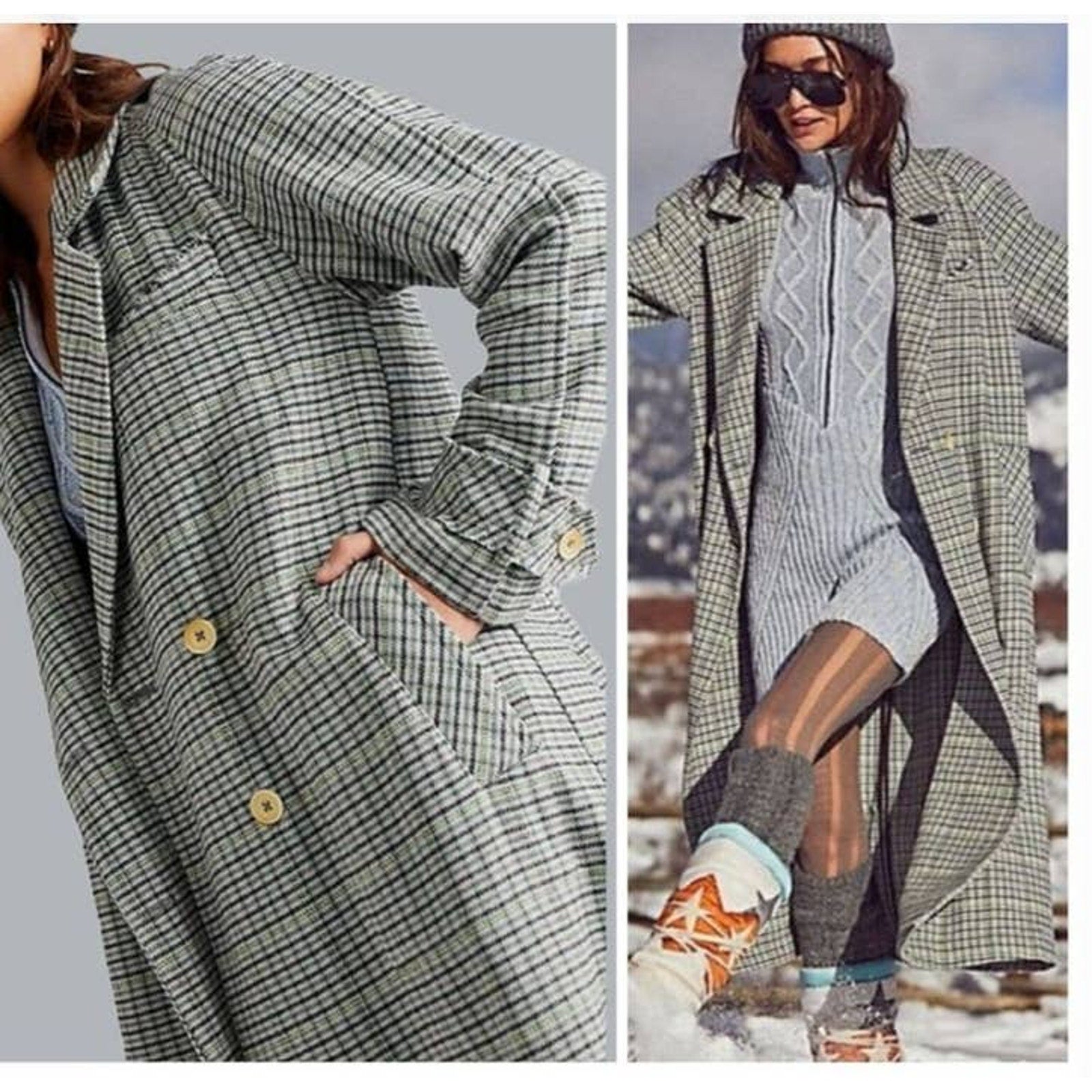 Free People Liberty Plaid Duster Jacket