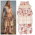 New AMBRA MADDALENA Guinivera Tiered Midi Skirt $200 US 4 Checks & Florals