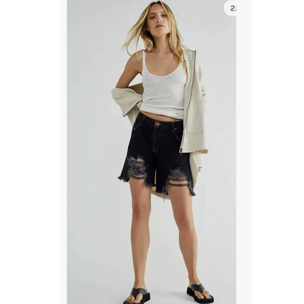 New Free People One Teaspoon Stevie’s Boyfriend Shorts $118 Size 25 Worn Black