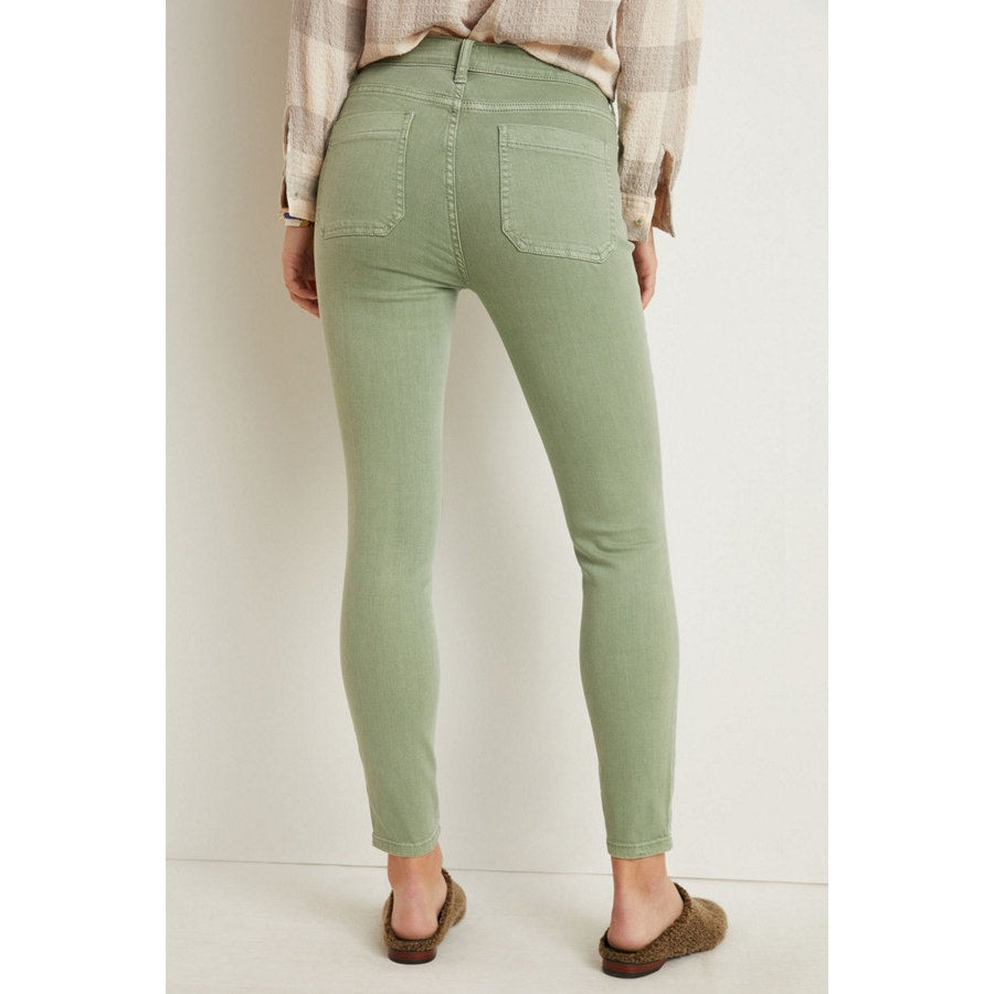 New Anthropologie Pilcro Patch Pocket Skinny Jeans $128 SIZE 28 Green Ankle Crop
