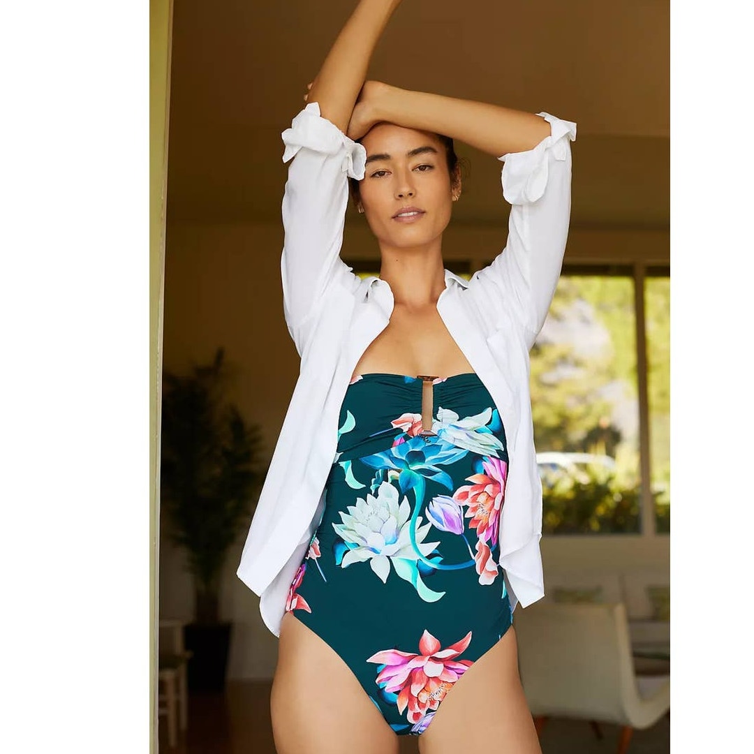 New Anthropologie Maeve Keyhole One-Piece Swimsuit $128 X-SMALL Floral