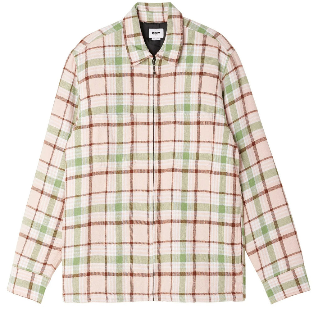 New Urban Outfitters OBEY Dom Plaid Shirt Jacket $120 MEDIUM Pink Clay