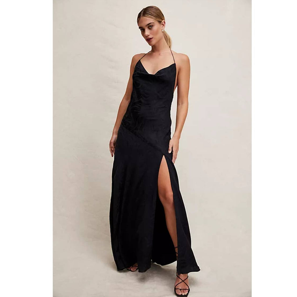 New Free People Gigi Dress $300 SIZE 2 Black SPECIAL OCCASION Jeweled Back Strap