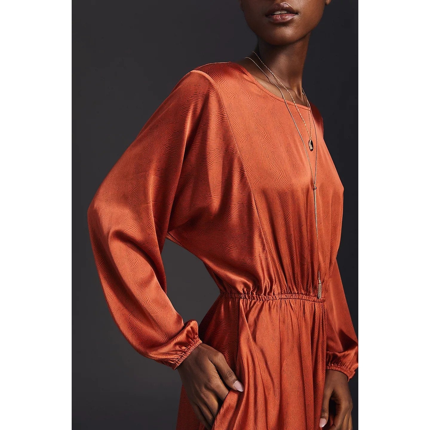 New Anthropologie Caballero Long-Sleeve Mini Dress $180 X-SMALL Red Motif