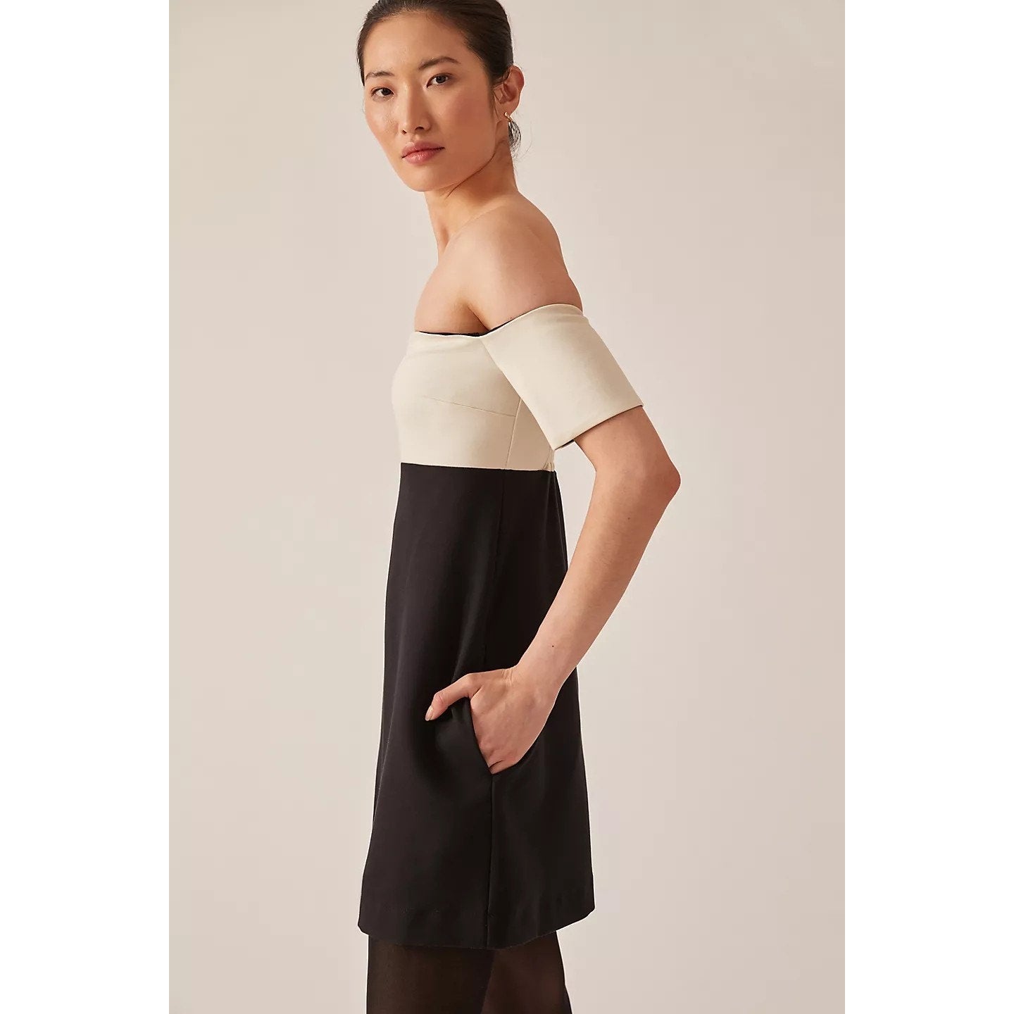 New Anthropologie Maeve Colorblock Knit Mini Dress $160 XXS B&W
