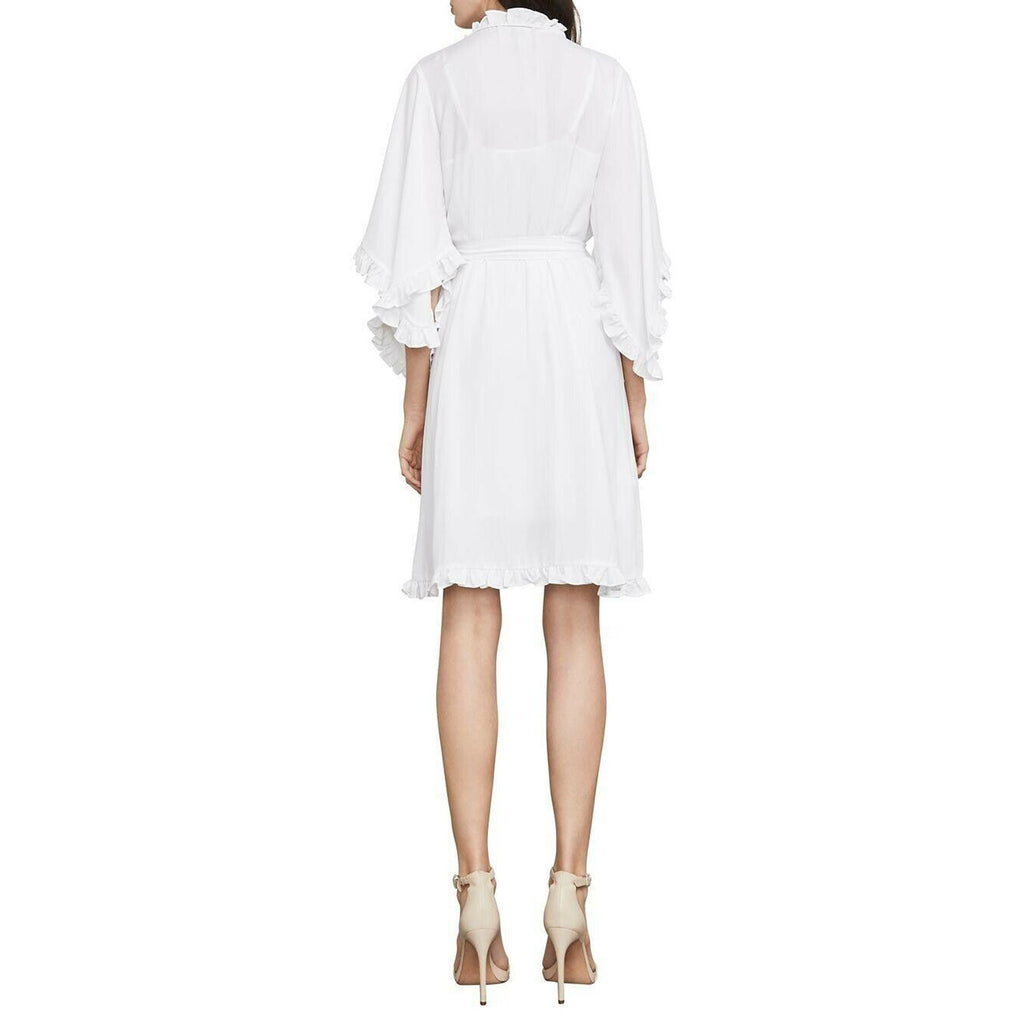 BCBG MAX AZRIA Denisa Woven Cocktail Ruffled Mini Dress WHITE XXS BCBGMAXAZRIA