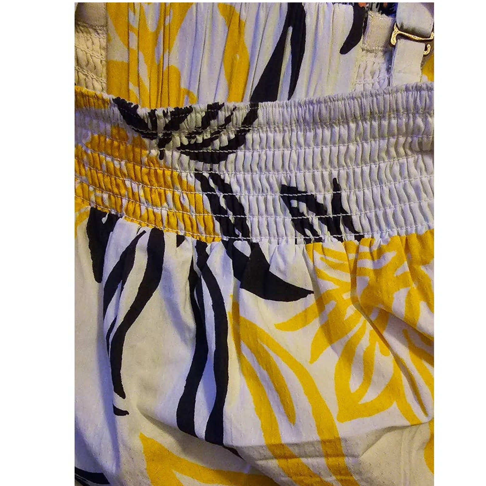 New Anthropologie Floral Flounced Maxi Dress $188 Yellow Pineapple Small