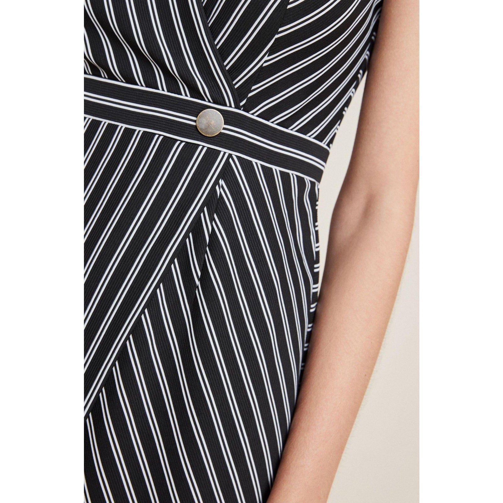 New Anthropologie Indira Asymmetrical Dress by Hutch $160 XS Striped Mini B&W