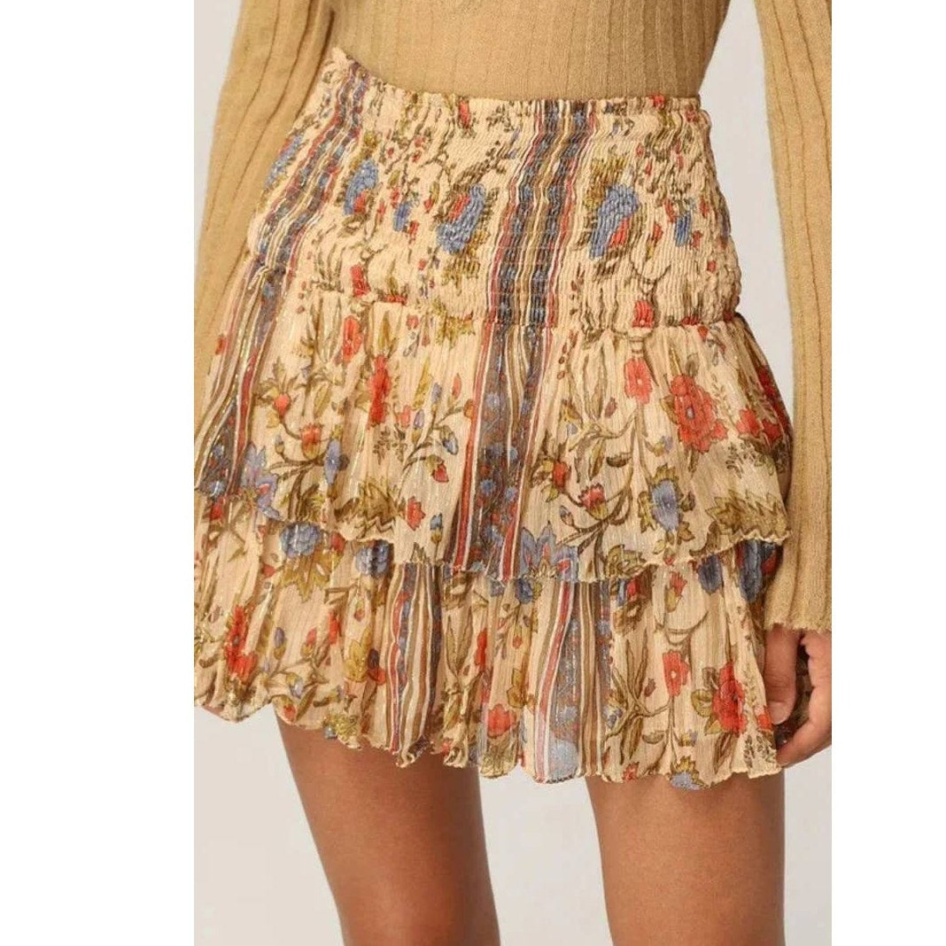 New Anthropologie MES DEMOISELLES Floral Tiered Mini Skirt  $230 SIZE 4 (36)