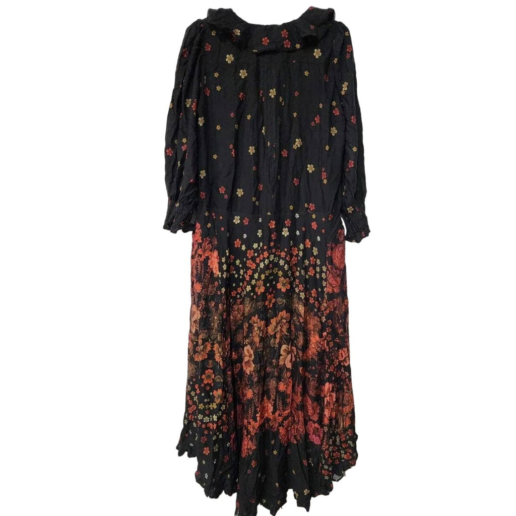 New Free People Talsey Maxi Dress $198 MEDIUM Black Floral