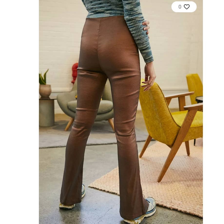 New Free People x Hosbjerg Elora Flare Pants $168 EU MEDIUM/US 6 Metallic Walnut